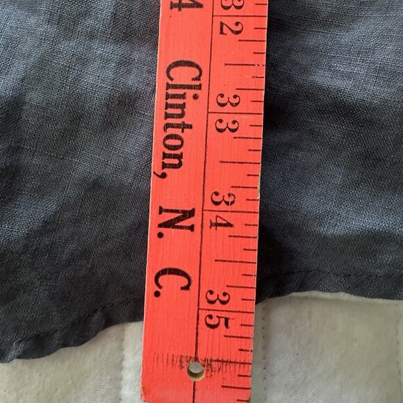 PEACOCK WAYS Dress Womens Large Blue Linen Shift Pleated Embroidered Lagenlook - Picture 11 of 11